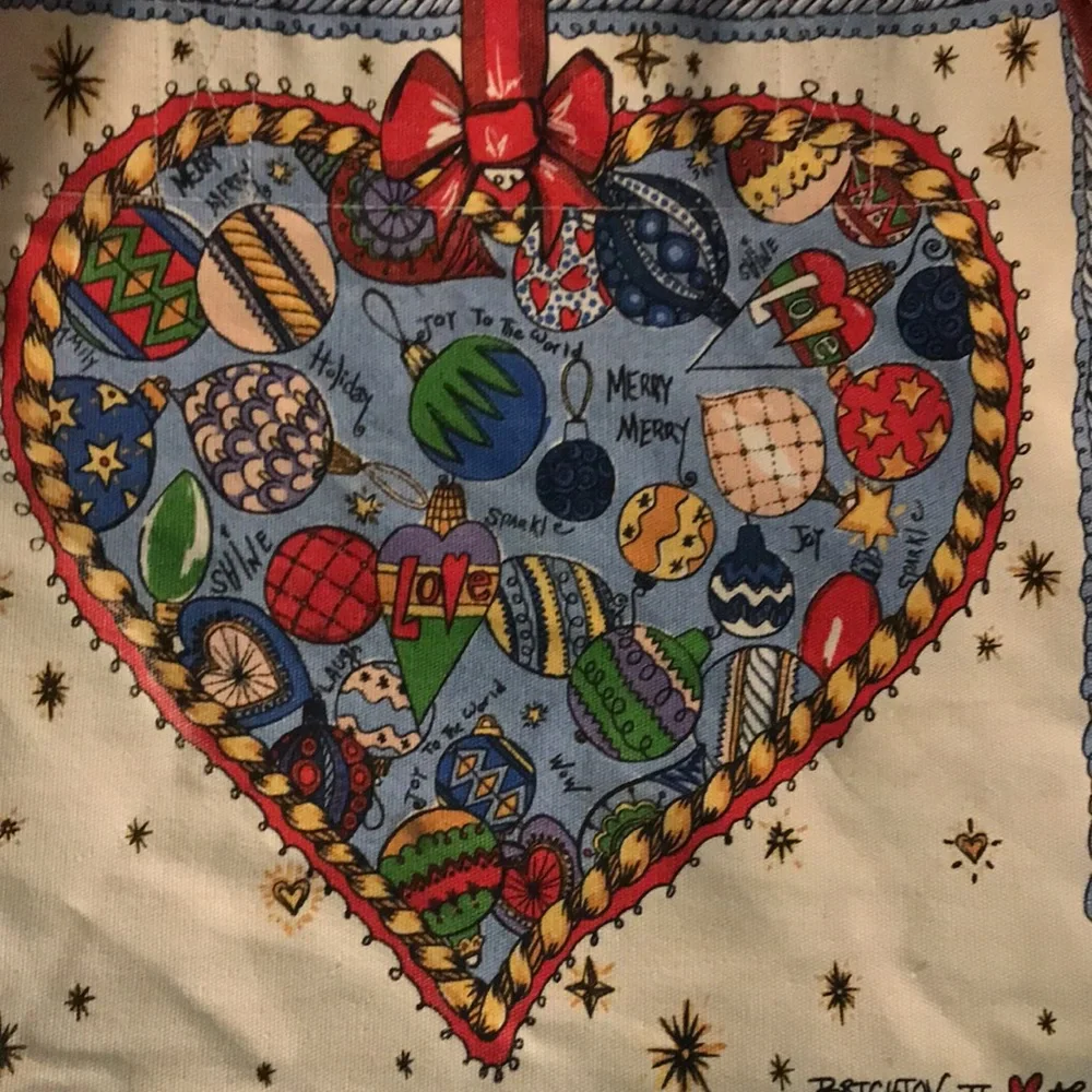 Brighton Love Hearts & Christmas Red & White Colorful Printed Tote Book Bag